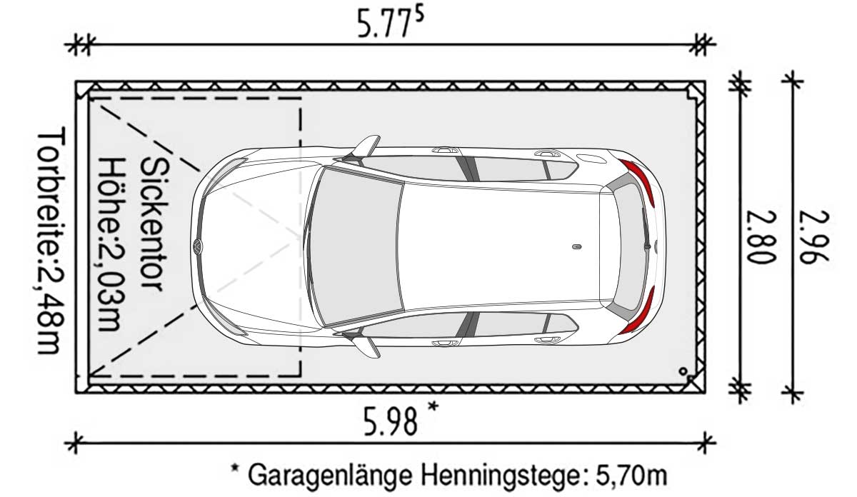 Aufsicht Betongarage XS